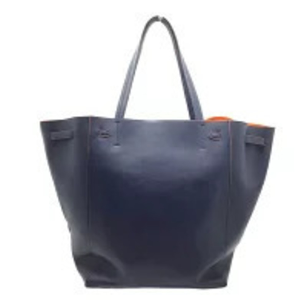 Celine Bag Shoulder Tote Navy Leather Blue Orange Cabas Phantom